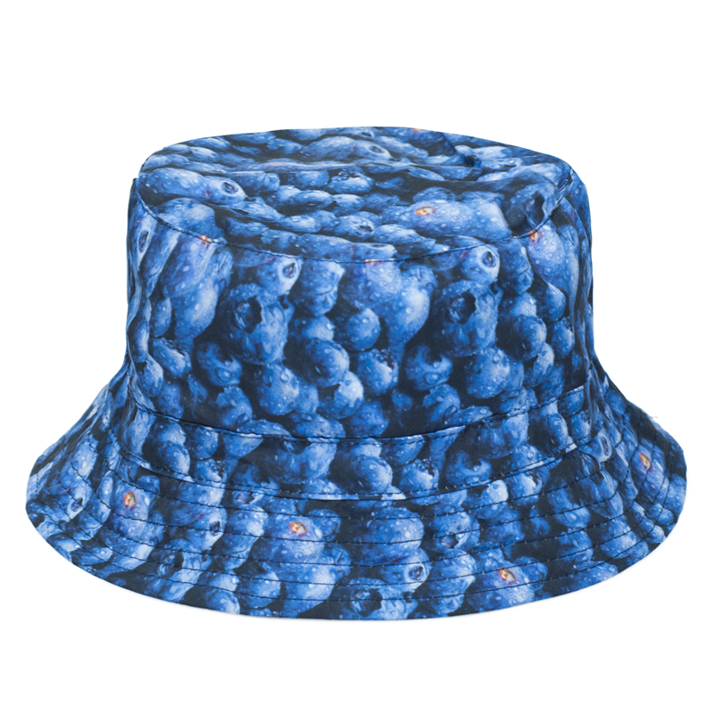 2016 Summer Harajuku Flat Bucket Hats 3D printed Dot Bluebeerry Outdoor Beach Hat Fishing Hip Hop