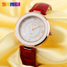 New Women Watches Fashion Slim Rhinestone Design Waterproof Color Shell pearl Leather Ladies Quartz Watch Student Wristwatch