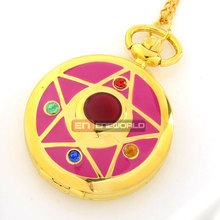 Cassio Gold Star Sailor Moon Pendant Necklace Quartz Pocket Watch Relogio Femininos Dourado P549