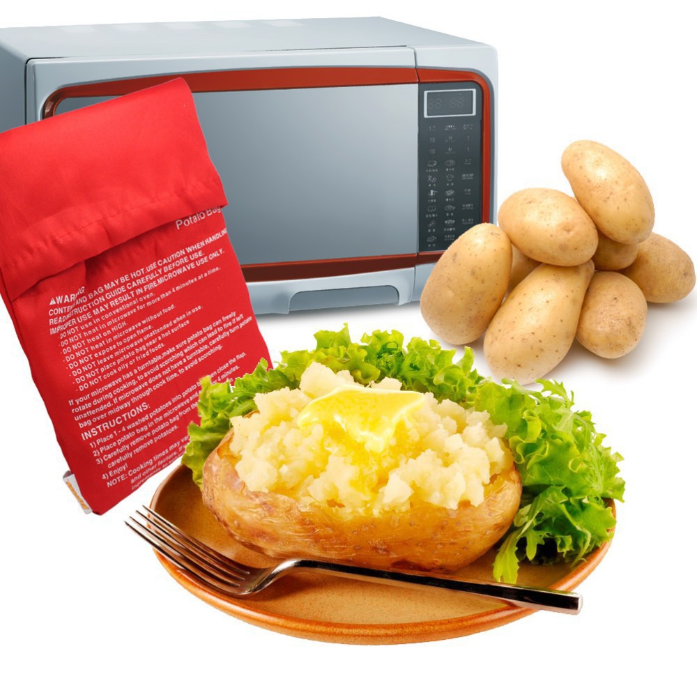5pcs/lot Red Potato Bag Microwave Potato Cooker Perfect Oven Baked Potatoes In Just 4 Minutes Useful Cooking Tool