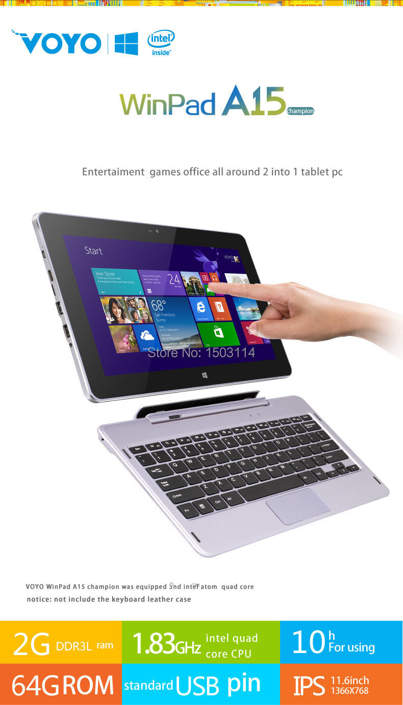 Original VOYO A15 Essence windows8 intel z7375 quad Core Tablet PC 11 6 inch IPS 2GB