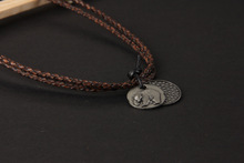 Bravemen Hot Selling Personalized Genunie Leather Necklace Pendant Double Polar Bear Pendant Necklace Men Jewelry