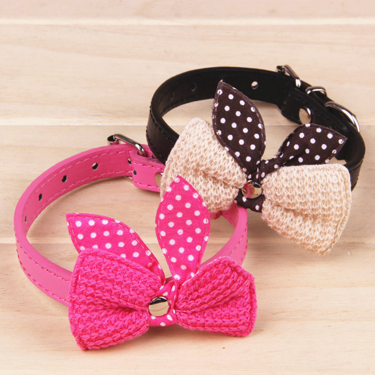 Newly Design Knit Bowknot Adjustable PU Leather Do...