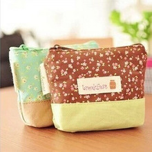 2016 flowers fresh lovely small coin purse bag coin pouch monedero gato key holder monederos para monedas