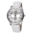 SKONE Female Watches Luminous Big Number Rhinestone Silver Dial Womens Fashion Watch Ladies Leather Straps Wristwatch