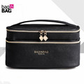 Fashion Double Layer Brand Cosmetic Bag Cross PU Leather Multifunctional Make Up Bag Organizer Makeup Pouch