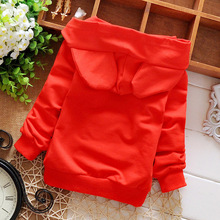 Spring Autumn Solid Color Cartoon M Letter Girls Boys Jackets Cardigan Baby Infant Children Kids Hooded