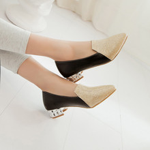 Fashion plus size shoes women low square heel pumps pointed toe heels elegant women shoes casual ladies pumps shoes heels woman