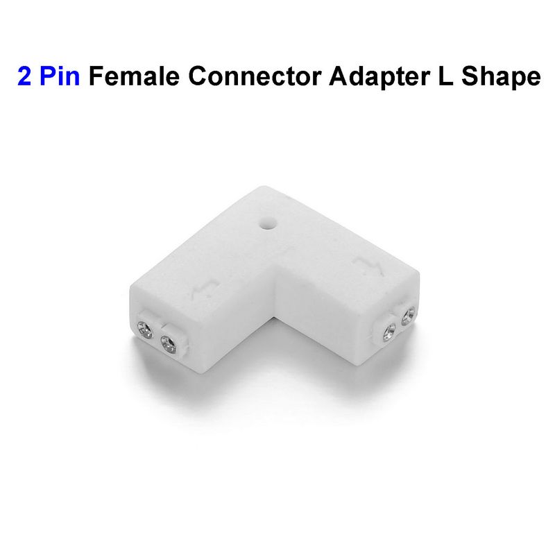( 100 pcs/lot ) 2 Pin 2 Way Female Connector Adapter L Shape For SMD 3528 3014 5050 5630 Single Color LED Strip No Soldering