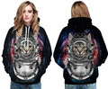 Skateboarding Hoodies Cute Space CatHoody Sweatshirt Animal Pattern Long Sleeved Jumper Pullover Colorful Universe Kitty Womens