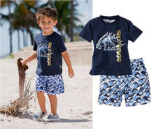Kids boys casual clothing summer fall beach wear dinosaur T-shirt shorts set 2pc