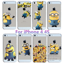 New Super Hot Despicable Me Yellow Minions Designs For Apple iPhone 4 4S Case Hard Transparent Cover For iphone4S 4