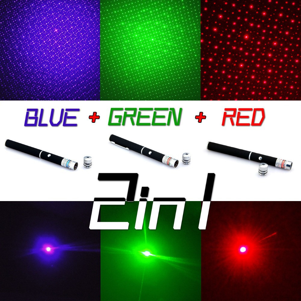 New-Arrival-3PCS-5MW-2in1-Green-Red-Blue-Violet-Laser-Pointer-Pen-Beam-Presenter-Lazer-With