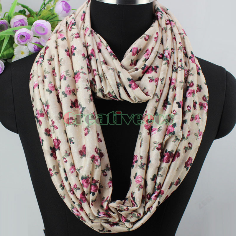 Fashion Vintage Beautiful Floral Print Infinity 2 Loop Soft Comfy Cotton 2 Layer Scarf Wrap New