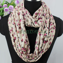 Fashion Vintage Beautiful Floral Print Infinity 2 Loop Soft Comfy Cotton 2 Layer Scarf Wrap New
