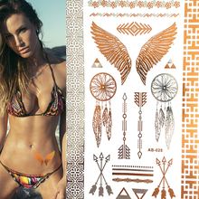 AB28 21cm*15cm Wing feathers jewelry sticker tattoo metallic golden flash tattoos tattoo large temporary tattoo prices sticker