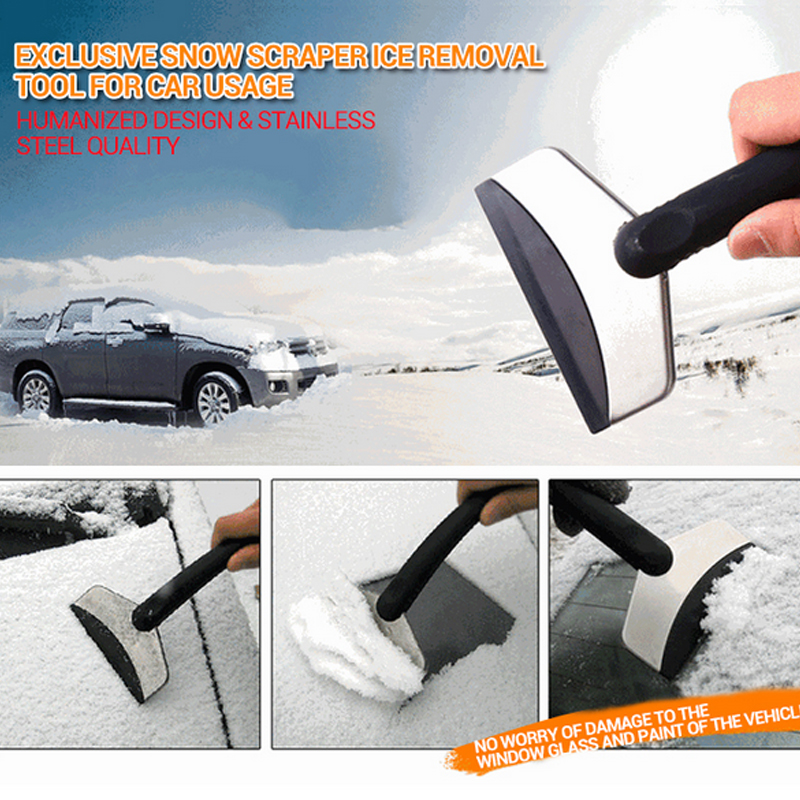 Mini Auto Car Vehicles Ice Scraper Snow shovel window ice removal cleaning Tool Stainless Steel + anti-freezing rubber