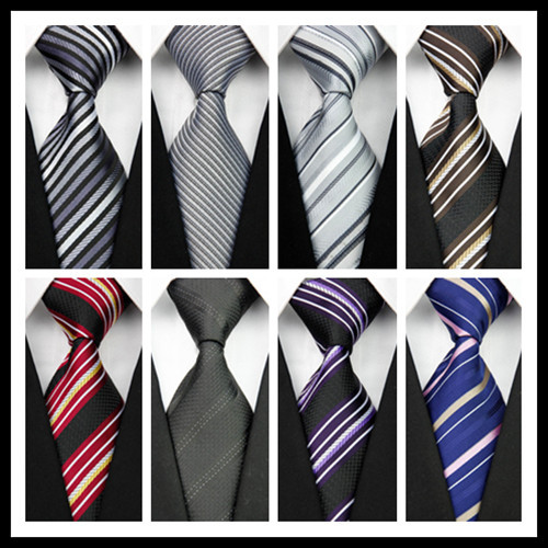 CON05 Silk Polyester Woven Smooth Tie Man s Gray Red Brown Black Classic Wedding Party Fashion