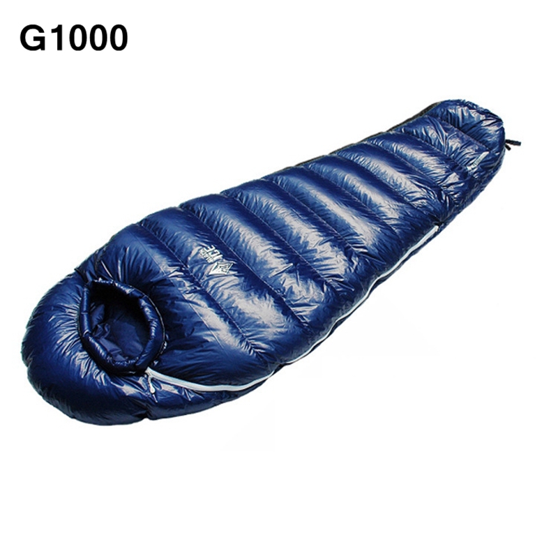 G1000 Ice Black Ultralight Outdoor Mummy type White Goose Down Camping Hiking Sleeping Bag Single M 75x195cm/L 80x205cm