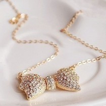 $10 (mix order) Free Shipping 4008 accessories fashion elegant full rhinestone bow necklace hot-selling 2013 female  Jewelry