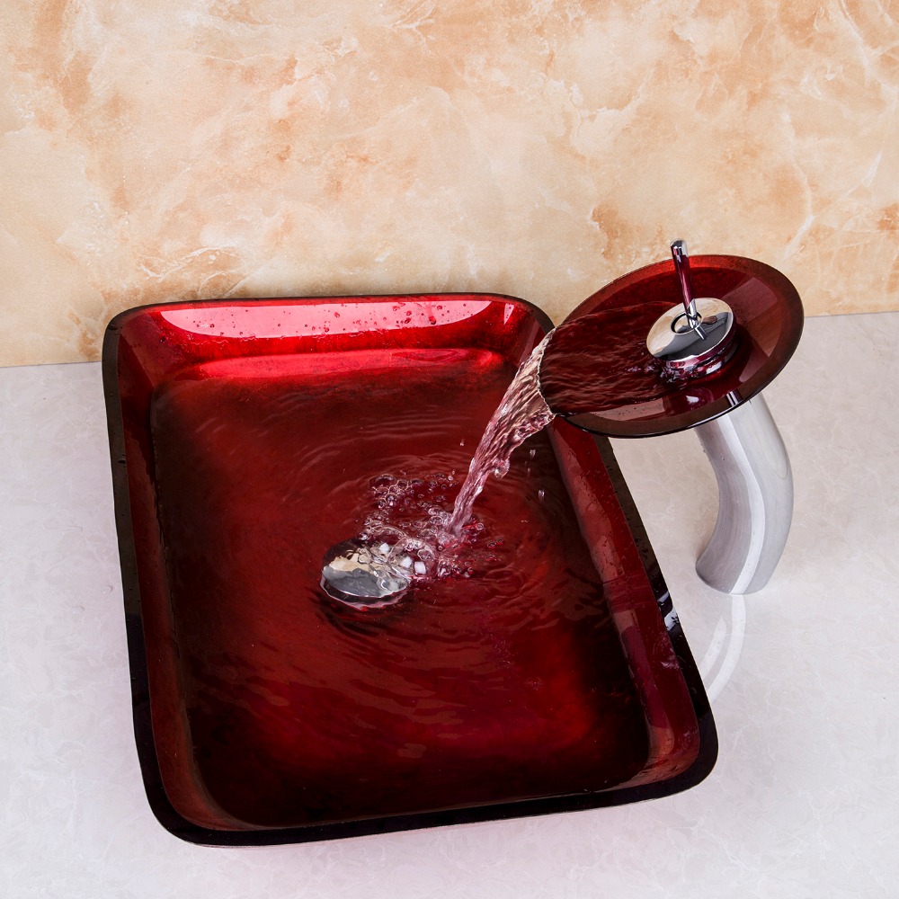 Online Kaufen Großhandel rot glas waschbecken aus China rot glas