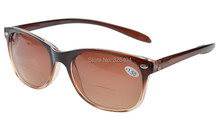 FR007 Bifocal Free Shipping Quality Wayfarer Style Long Arms Bifocal Reading Glasses Brown Lens 1 0