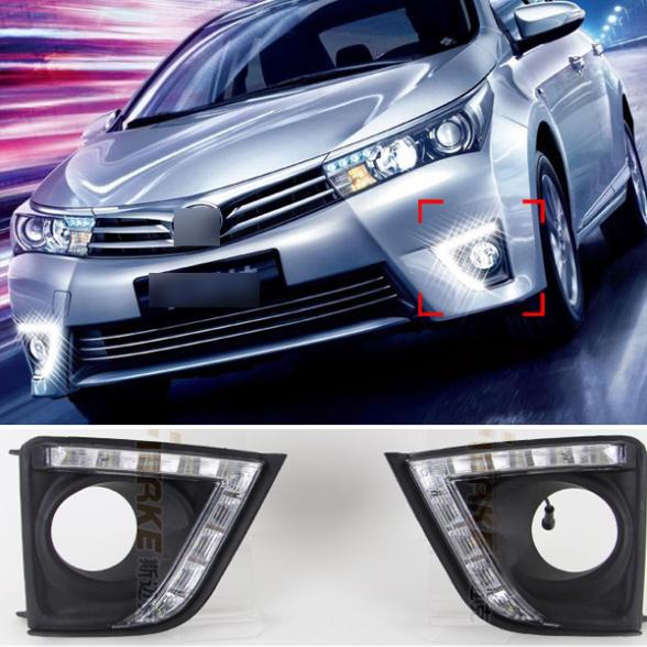 9 из светодиодов стайлинг DRL для Toyota Corolla 2014 2015 дневные ходовые огни противотуманные фары высокое качество