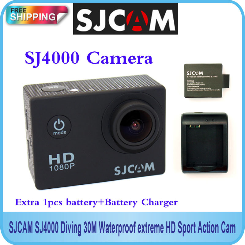 Free shipping Original SJCAM SJ4000 Diving 30M Waterproof extreme HD Sport Action Cam Extra 1pcs battery