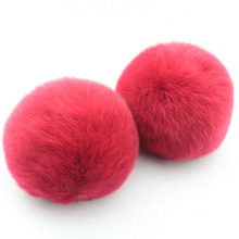 Promotion 2pcs Rabbit Fur pompom natural color 7 -8 CM for Beanies hats/cap/keychain/bags natural fur balls real fur pom poms