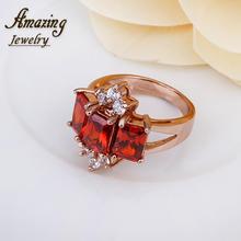 Fashion Jewelry vintage big crystal CZ diamond ruby crown 18K rose Gold Plated lord of the