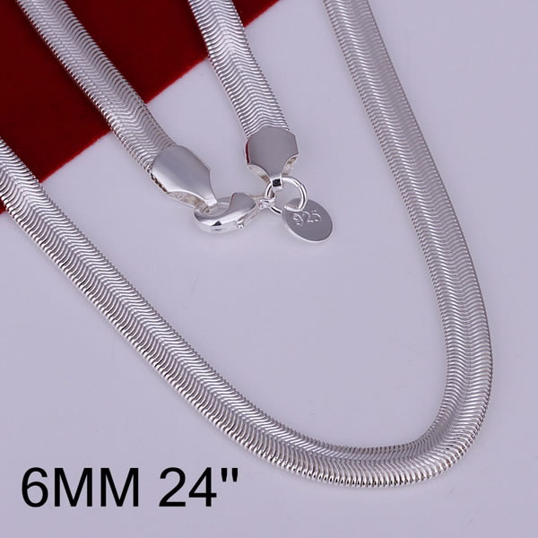 N193 24 Promotion free shipping wholesale 925 silver necklace 925 silver fashion jewelry 6mm Snake Bone