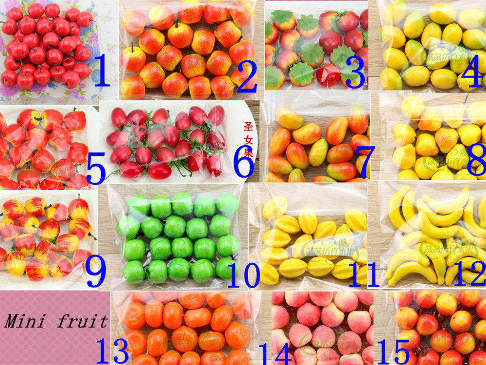 15 kinds optional 60pcs Bubble mini fruit Simulation Fruit Artificial