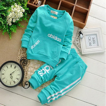 2015 cotton clothing set T shirt pants 2 piece set suit wear in sport vestidos kids