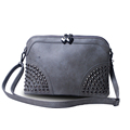 Nubuck Leather Shell Bag Women Trendy Fashion Chain Hand Bag Designer Chic Rivets Ladies Shoulder Bag