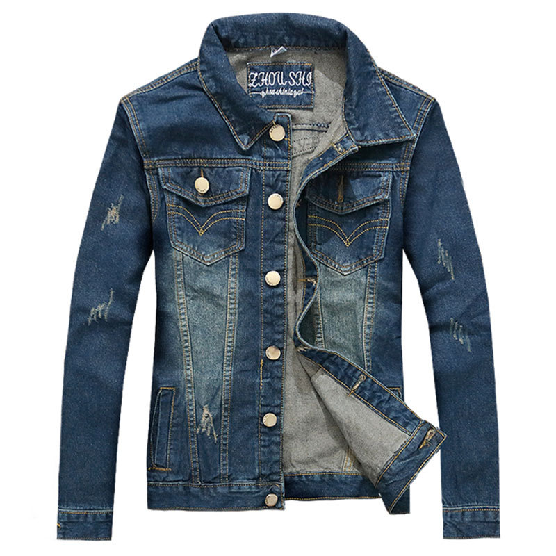 2015 New Arrival Autumn Winter Denim Blue Jacket Fashion Mens Slim Fit Jean Jacket Men Casual Brand Outdoor Jackets And Coats