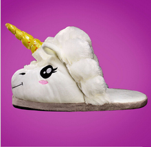 Free Shipping 1Pair Plush Unicorn Slippers for Grown Ups Winter Warm Indoor Slippers a230