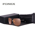 FONEX New Fashion Men Night VisionTitanium Sunglasses Women Rimless Pilot Night Vision Driving Sun Glasses With