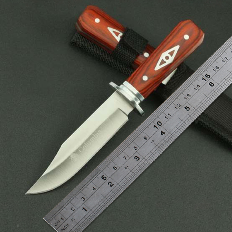 Гаджет  Fixed Blade Hunting Knives With Nylon Leather Sleeve By Pure Handmade Survival Knives Red Wood Handle Knife  Free Shipping None Инструменты