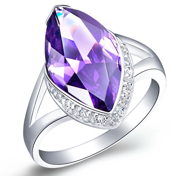 Women Wedding Rings Joyas De Plata 925 Ornaments of Silver Purple Red Simulated Diamond Ruby Jewelry