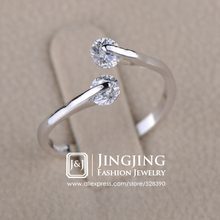 R048 Fashion Design Twin Zircon CZ Engagement 18K Platinum Plated Wedding Ring Austrian Crystals Full Sizes Wholesale