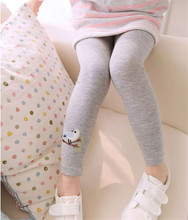 Stylish 2015 Hot 5 Color Kids Baby solid Cotton Pants Bird Pattern Stretch Warm Leggings for