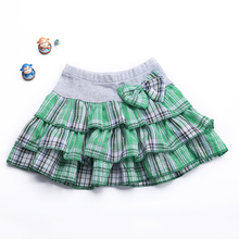 New 2015 Girl cotton plaid Skirt children 2 8Y 11 colors Children Bow Casual Mini Lovely