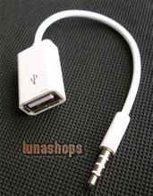 3.5mm 4 poles Male to USB Female Tranfer Cable Adapter For12V Car CD Player aux
