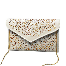 Hot New 2015 Hollow chains envelope bag neon color cutout bag pu candy color day clutch women’s messenger bags Z4 Free Shipping