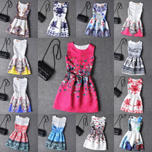 2016 New Arrival Brand Fashion Summer Printing Sleeveless Slim Dresses All-Match Thin Dresses Hot sales 13 Styles Wholesale