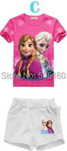 Baby Girls children clothing set elsa anna kids tracksuit anime T Shirt Tops Pants toddler conjuntos