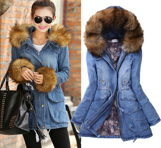 Long-design-Fur-collar-With-hat-jean-Overcoat-Thick-Keep-warm-Womens-winter-jackets-and-coats