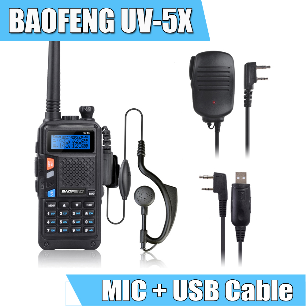 BAOFENG UV-5X Upgraded Version of UV-5R UHF+VHF Walkie Talkie FM Function w/ Original Main Board+USB Program Cable+Speaker Mic BAOFENG UV-5X Upgraded Version of UV-5R UHF+VHF Walkie Talkie FM Function w/ Original Main Board+USB Program Cable+Speaker Mic