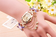 Reloj de Mujer 2015 nueva moda ocasional de señora cadena de lujo del colgante Clover pulsera relojes de pulsera mujeres del Reloj del cuarzo Relogio Feminino