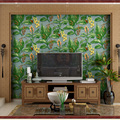 Green Leaf and flowers Wallpaper Non Woven Floral 3D Wallpapers for Bedroom Living Room Vintage Wallpaper